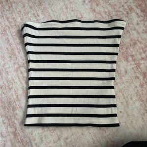 H&M Black & White Striped Tube Camisole